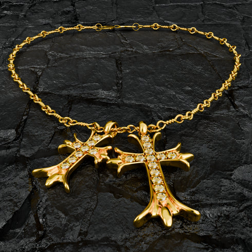 NARCISSIST® Iced Dual Cross Pendants & Chain